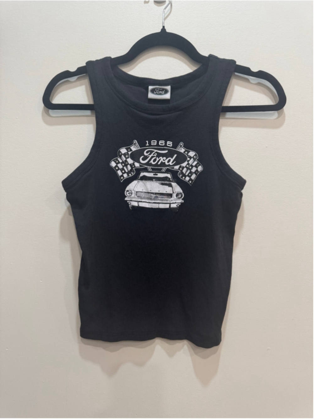 Ford Bling Crop Top 1965 Mustang Graphic Tank Top XS Blokette Y2K Indie Cowgirl
